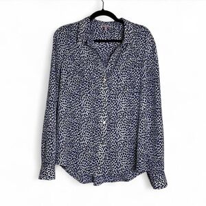 Juicy Couture Blue Cheetah Print Button Down Blouse - Size Large